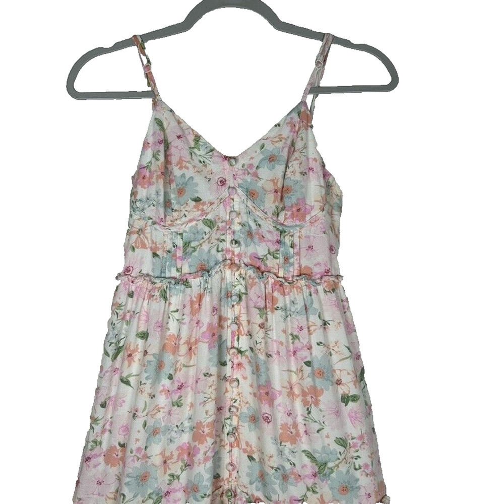 And Now This Womens Sz S Faux buttons tiered Maxi dress Cottagecore Coquette